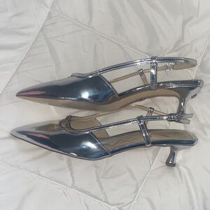 Sam Edelman Silver Pointed Slingback Flats